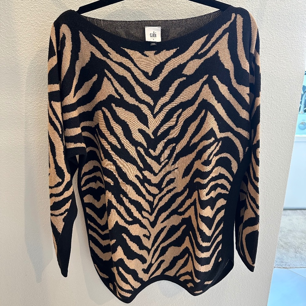 Cabi Dani Pullover Sweater Size M Tiger Stripe Sweater